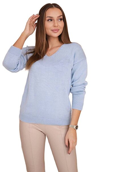Kesi Sweter z dekoltem V niebieski