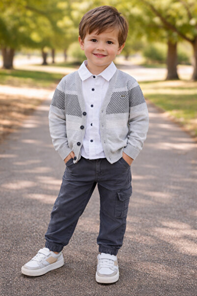 RÜYA KİDS Eid men's boy's cardigan shirt bodysuit pants 4-piece set
