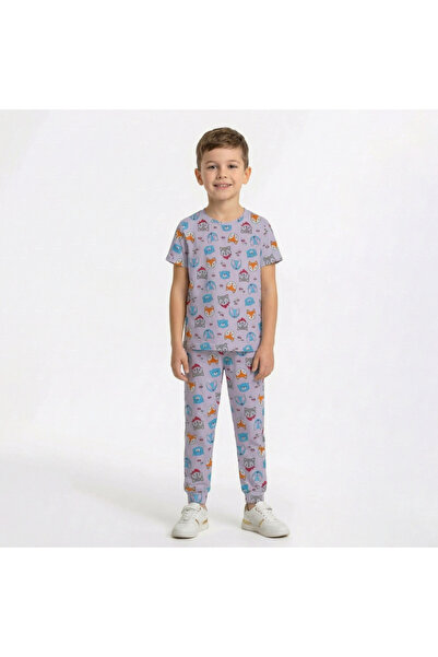 levanapajamas Children's pajamas with colorful animal prints – light purple T...