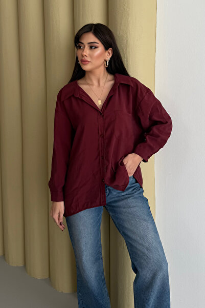 Mogi Butik Oversize kroj Sa džepovima Osnovni Dugačka majica Tkano Ženska koš...