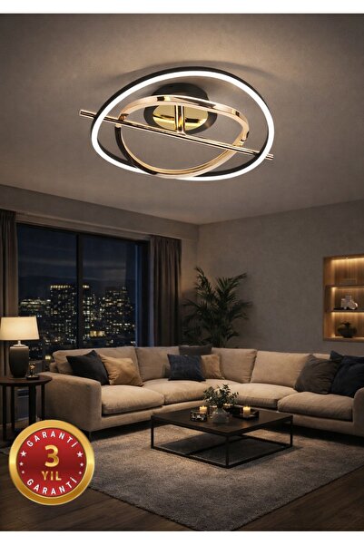 Avize Modern Tasarım LED Halka – Gold Dekoratif Tavan Aydınlatması