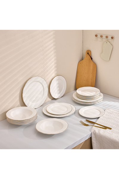 Malooki Porcelain dinner service 18 pieces Antique plate set 6 people elegant...