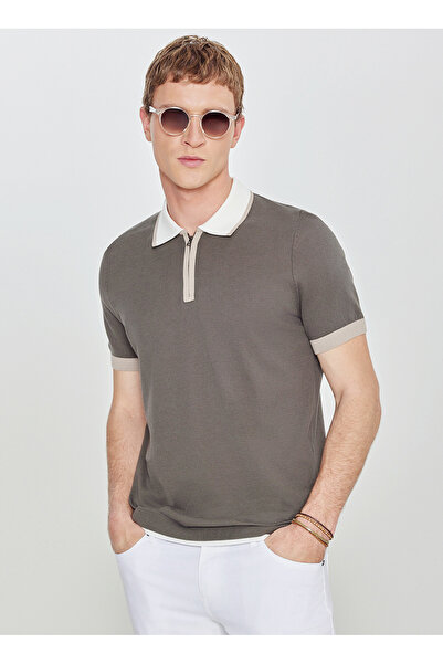 ALTINYILDIZ CLASSICS Polo Yaka Standart Haki Erkek Kazak ACE044262193_HAK