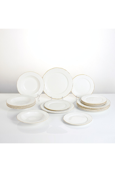 Malooki Porcelain dinner service 18 pieces Antique plate set 6 people elegant...