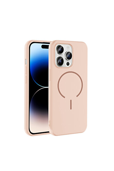 Paladyum Case غطاء ميتا من السيليكون باللون الوردي متوافق مع هاتف iPhone 14 P...