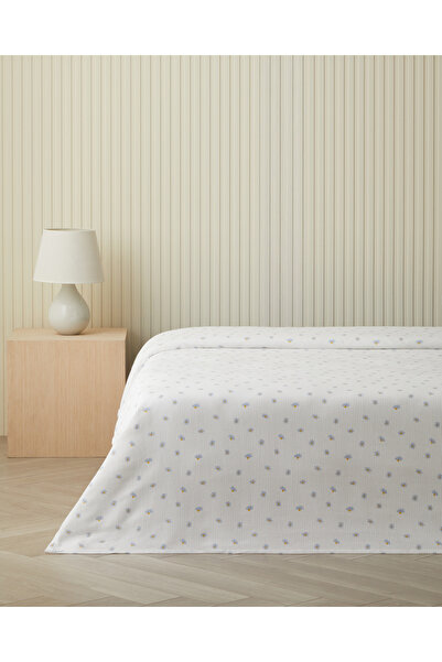 English Home Soft Daisy Çift Kişilik Pike 200x220 cm Mavi