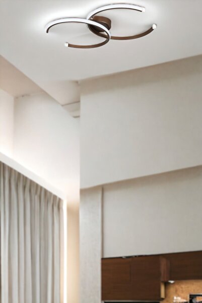 Allians Modern Kahverengi ve Beyaz Led Avize, Salon, Mutfak ve Hol İçin Uyumlu