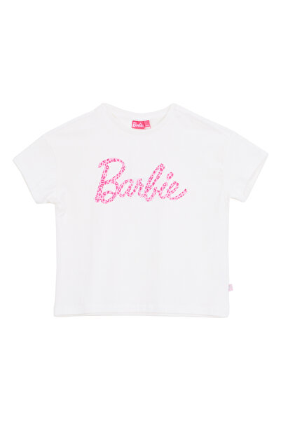 Barbie Baskılı Ekru Kız Çocuk T-Shirt BRB6SG-TST6421