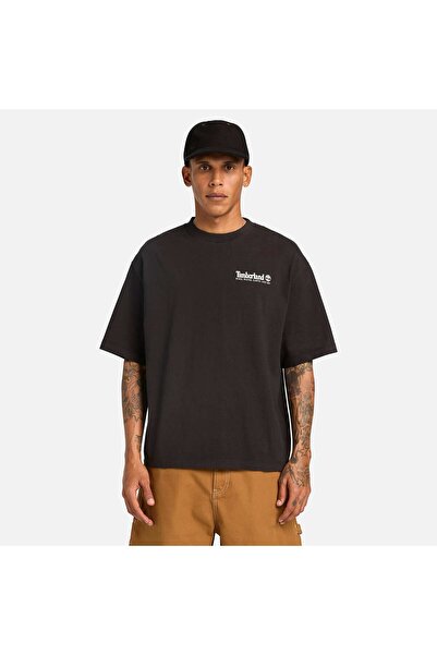 Timberland تي شيرت رجالي أسود بطباعة جرافيكية للصور الخارجية Tb0a5mqr0011