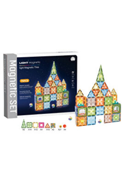 Toybox Magnetic Tiles 3D Magnetic Building Blocks 75 Pieces, Educational Cons...