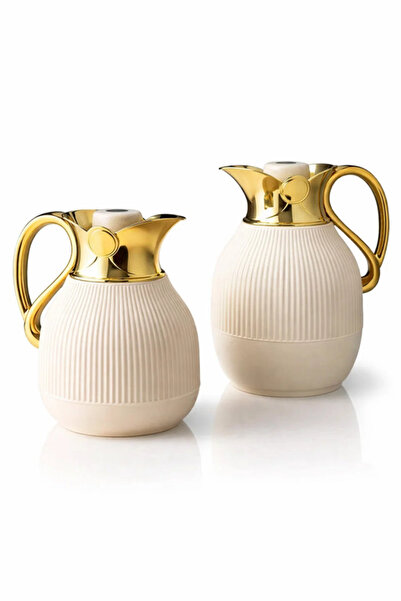 Urbanza 2 Pcs Luxury Cream Gold Thermos Set Vacuum Flask Insulated Coffee Tea...