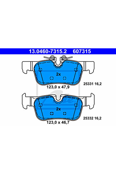 Ate Σετ τακάκια φρένων, δισκόφρενο 13.0460-7315.2