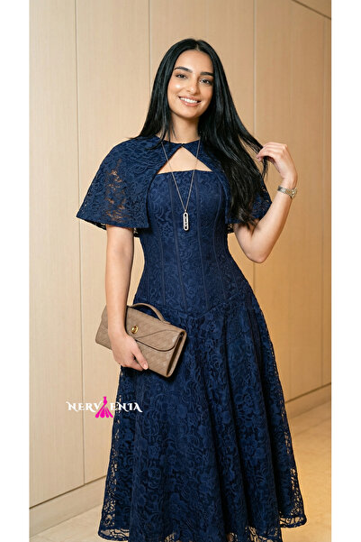 narvenia Eid dress, Haimora Lace cape midi