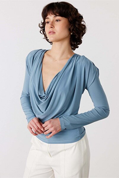 FACETTE Degaje Collar Long Sleeve Body Blue