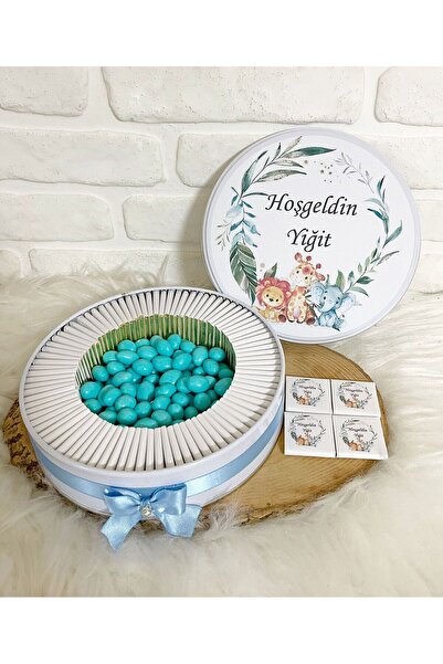 Sweet Story 100 Adet+200 Gr Drajeli Yapraklı Safari Temalı İsme Özel Hoşgeldi...
