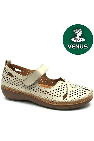 Venüs Turyeb Genuine Leather Orthopedic Women's Casual Ballet Flats Shoes Beige