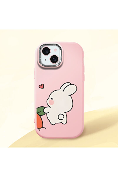 ucuc حافظة سيليكون وردية اللون متوافقة مع هاتف iPhone 15 مع حماية للكاميرا ما...