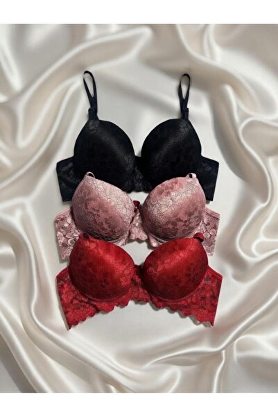 Gold Night حزمة ثلاثية من حمالة الصدر الناعمة المبطنة والداعمة للنساء دانتيل ...