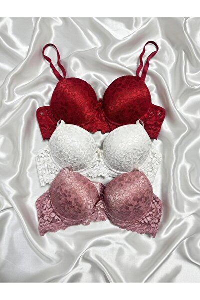 Gold Night حزمة ثلاثية من حمالة الصدر الناعمة المبطنة والداعمة للنساء دانتيل ...