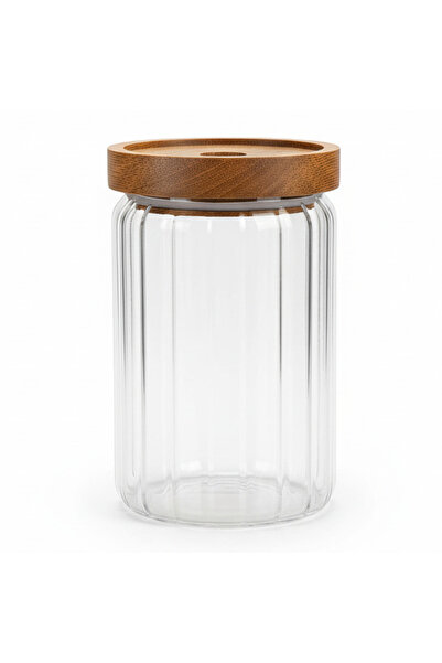 Ocean Glass Kitchen Glass Jar with Airtight Wooden Lid – 700 ml