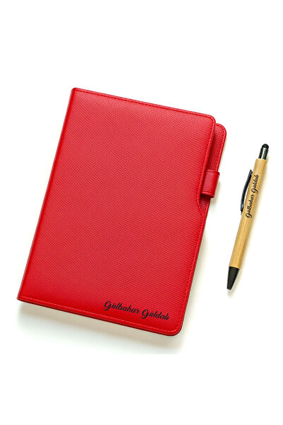 ertal hediyelik Kişiye Özel L Model Deri Defter a/5 - Bambu Kalem