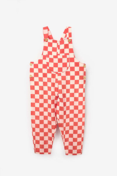 Le Mabelle Salopet pentru copii Red Checker cu model cu detaliu la buzunar