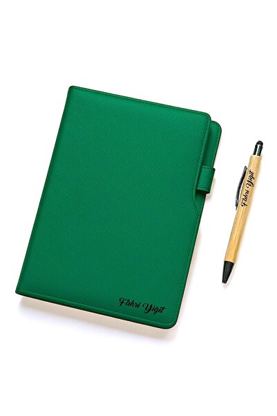 ertal hediyelik Kişiye Özel L Model Deri Defter a/5 - Bambu Kalem