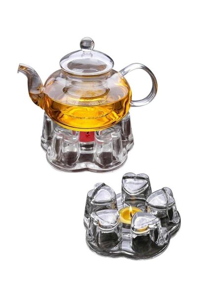 Mutfak Zamanı 5 Mumluklu Cam Demlik Isıtıcı Nihale - Geleneksel Türk Çayı İçi...