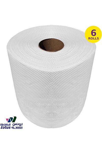lotus alwadi 6 Rolls, 335 Sheets, 2ply Classic White Maxi Roll Embossed - Hygienic & Soft