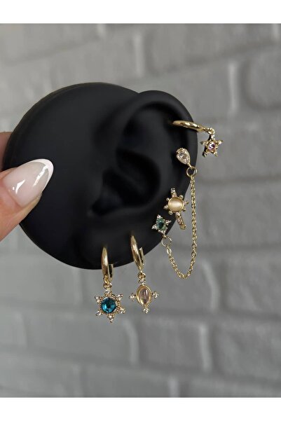 h&b design jewel Parlayan 6 Lı Küpe Seti