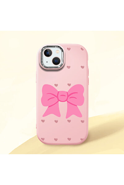 CHICASELUX نمط فيونكة الهاتف من السيليكون الناعم باللون الوردي مع حماية للكام...