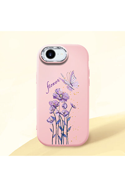 Hontinga iPhone 17e Uyumlu Kamera Korumalı Pembe Yumuşak Silikon Telefon Kılı...