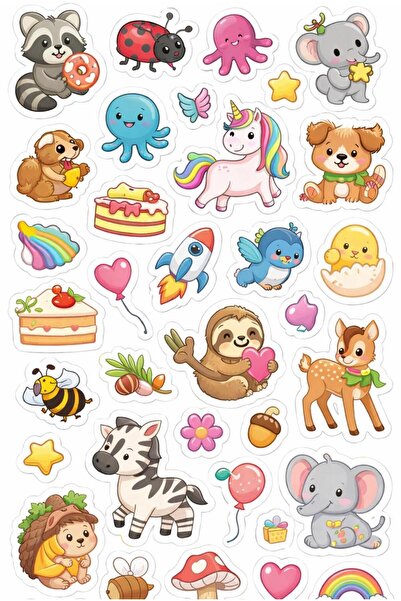 YEAP OFFICE Mini Kids Sticker Collection – 200+ Fun Stickers with Animal, Spa...