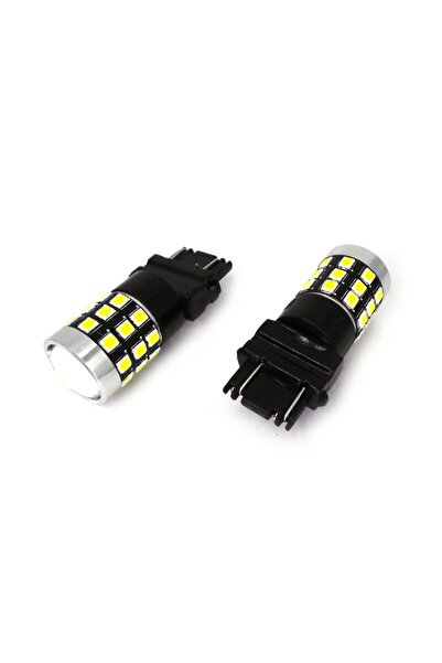 motoLEDy 2 buc LED bec 3157 12-24V CANBUS 1400lm alb cu lentilă