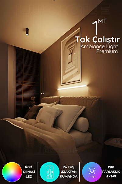 Allians Çok Renkli Led Lambader, 1 Metre, Her Alana Uygun, Modlu ve Yapışkanlı