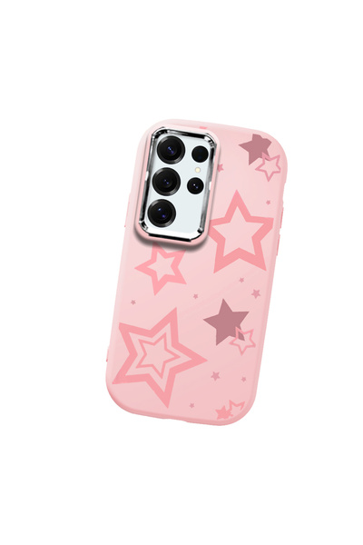 Hontinga غطاء هاتف سيليكون ناعم وردي اللون متوافق مع سامسونج جالاكسي S25 ألتر...