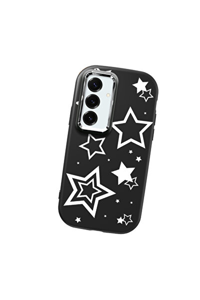 Hontinga غطاء هاتف سيليكون ناعم أسود متوافق مع سامسونج جالاكسي S25 بلس مع حما...