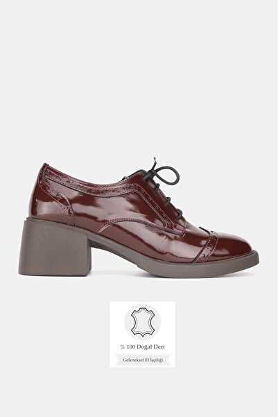 TUNAELLİ Women's Burgundy Patent Leather Genuine Natural De Leather Size 6-41...