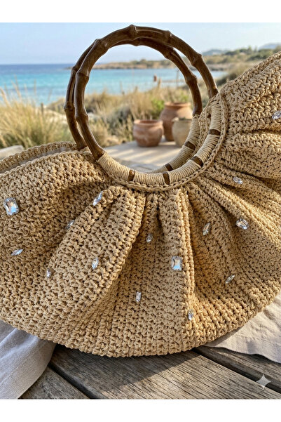 Doğadan Handmade TAŞLI HASIR ÇANTA