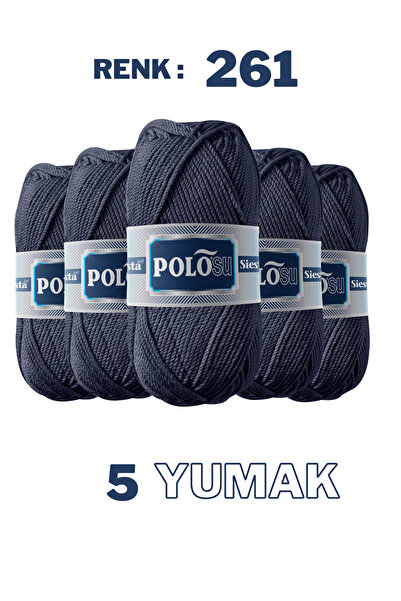 Polosu (5 Adet) Siesta Soft - Atkı Yelek Kazak El Örgü Ipliği - 261 Petrol Mavi
