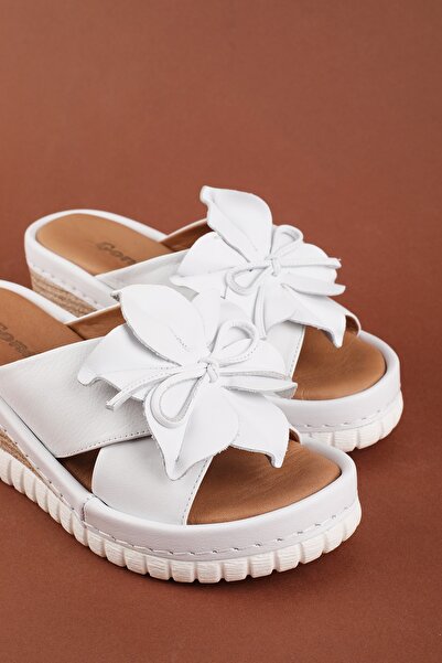 Gondol Genuine Leather Daily Comfortable Soft Sole Pack Slipper Erp.204 White