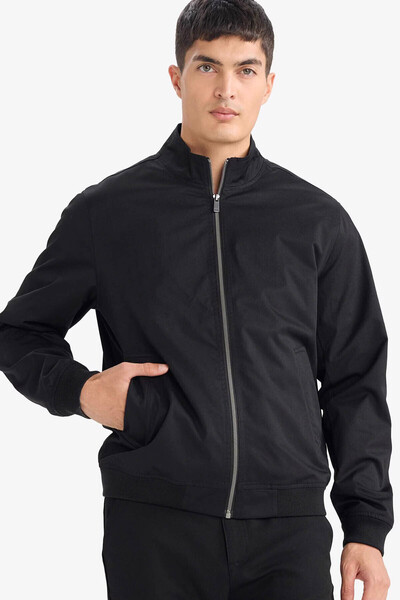 DeFacto Slim Fit Mock Neck Lined Black Men's Coat D7338Ax/Bk27