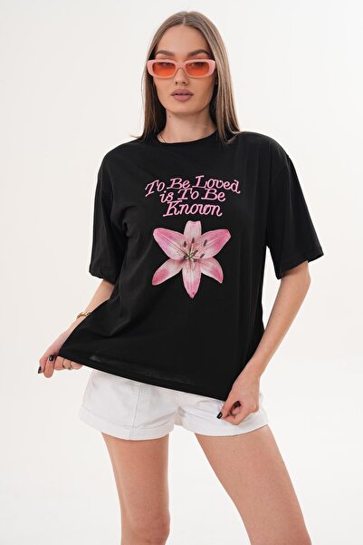 ŞİMAL Ženska majica sa detaljnim printom okrugla kragna Oversize kroj 260150