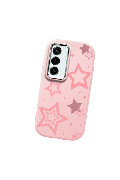 Hontinga غطاء هاتف سيليكون ناعم وردي اللون متوافق مع سامسونج جالاكسي S25 بلس ...