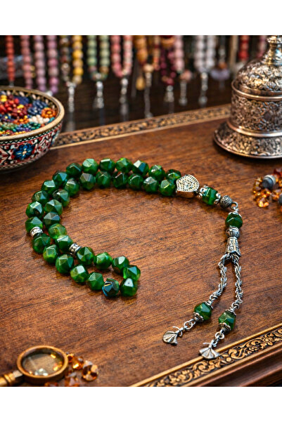 SUFİ TESBİH & ESANS VE HEDİYELİK Special Design Emerald Agate Stone Prayer Be...