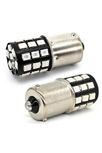 motoLEDy 2 buc PY21W LED bec BAU15S 12V 1000lm CANBUS roșu