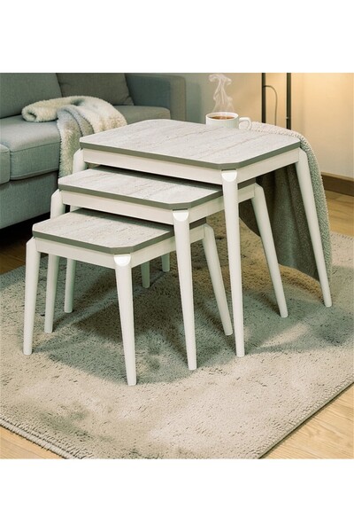MSY HOME Roma 3’lü Pratik İç İçe Geçen Zigon,Yan,Orta Sehpa – MDF Modern Sehp...