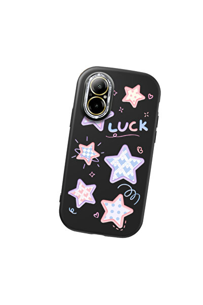 Hontinga حافظة هاتف من السيليكون الناعم باللون الأسود متوافقة مع كاميرا Realm...