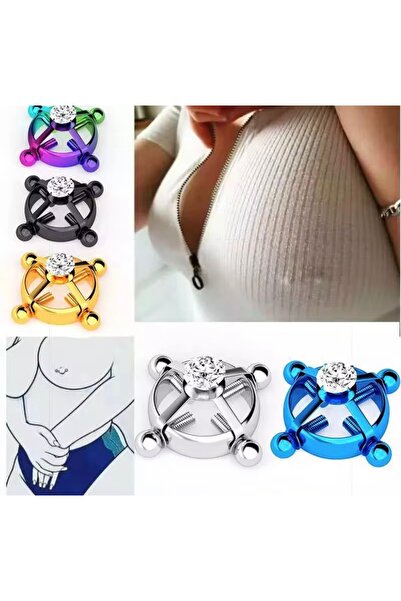 La Saade Gold Crystal Nipple Piercing – Kristal Taşlı, Ayarlanabilir Göğüs Uc...