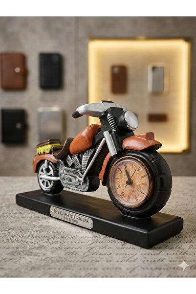 Saatwa Polyester Masa Ustü Motosiklet Masa Saati Lüks Hediyelik Süs Eşyası